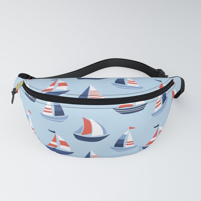 Sailboats in the distance - Blue and Orange Fanny Pack