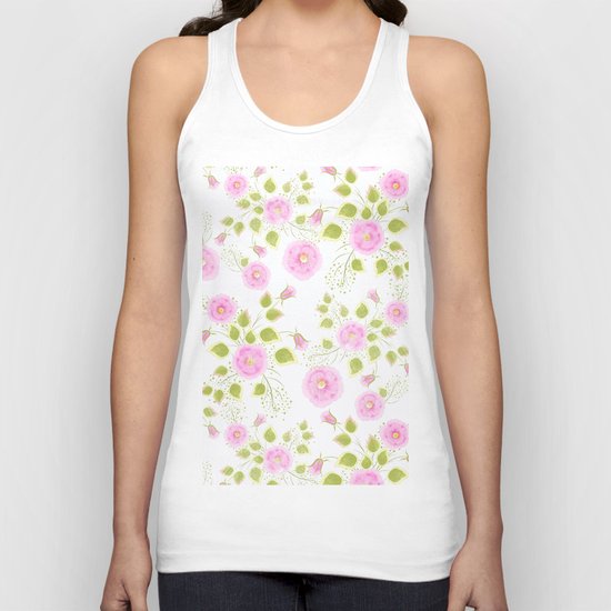 Pink flowers on a white background Unisex Tank Top