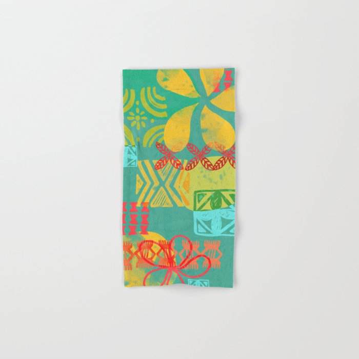 Modern 50s Tiki Party Throwback pattern teal Hand & Bath Towel