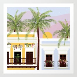 Puerto Rico Houses in the Sunset Art Print