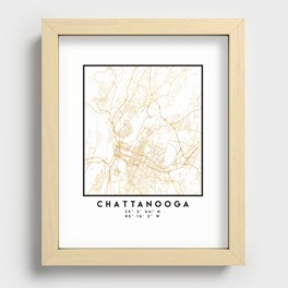 CHATTANOOGA TENNESSEE CITY STREET MAP ART Recessed Framed Print