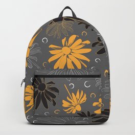 Floral pattern of Blackeyed Susans on dark grey Backpack