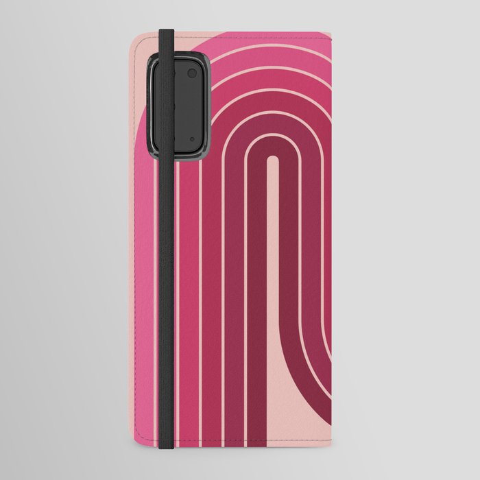 Retro Geometric Double Arch Gradated Design 638 Raspberry Red Android Wallet Case