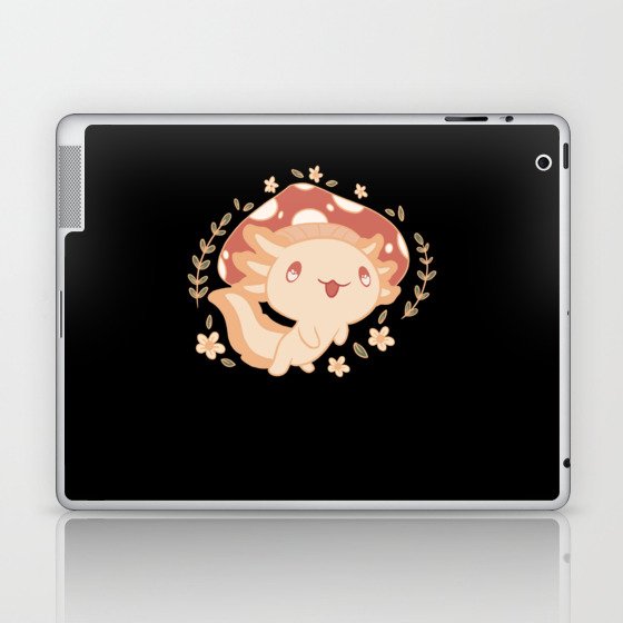 Cottagecore Axolotl With Mushroom Hat Cute Animals Laptop & iPad Skin