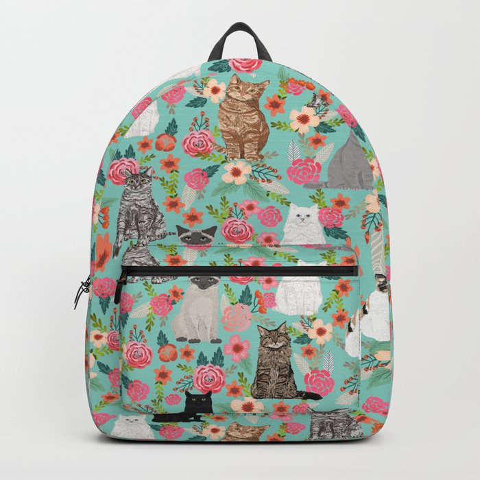 Cats floral mixed breed cat art cute gifts for cat ladies cat