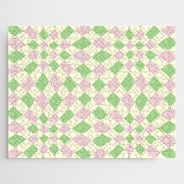 Warped Tiles Pattern (Pastel Pink & GreenColor Palette) Jigsaw Puzzle