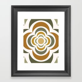 Floral Abstract Shapes 15 in Retro Green Sage Framed Art Print