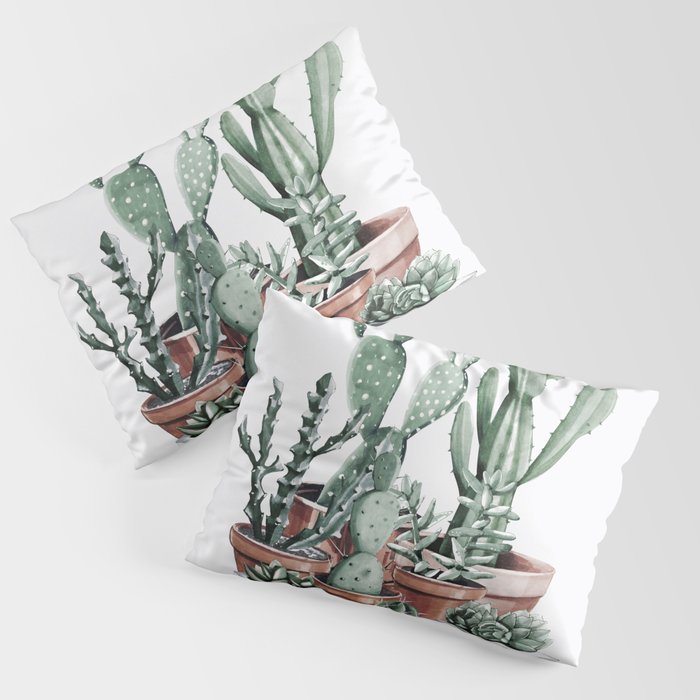 Potted Cacti + Succulents Rose Gold Pillow Sham