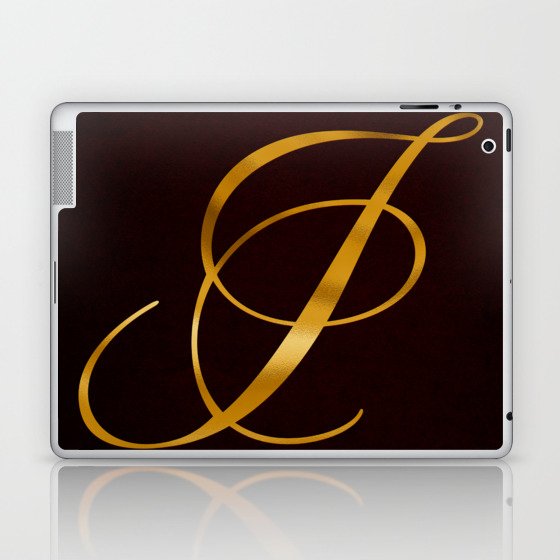 Golden letter i in vintage design Laptop & iPad Skin
