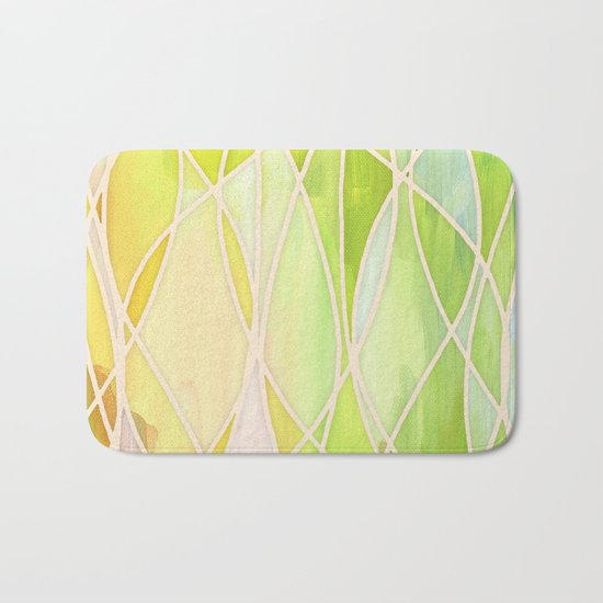 Lemon & Lime Love - abstract painting in yellow & green Bath Mat