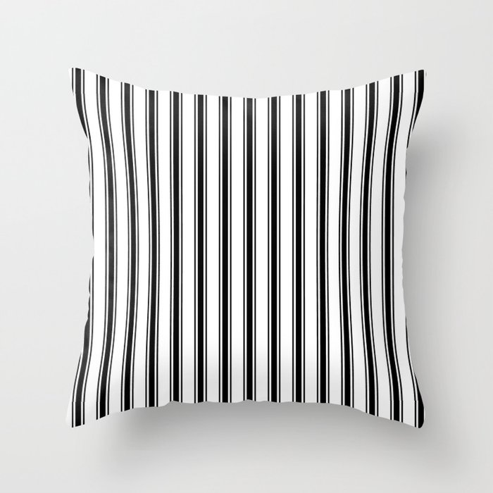 Black and white ticking stripes Throw Pillow