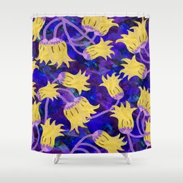 Yellow flowers watercolor seamless pattern Shower Curtain