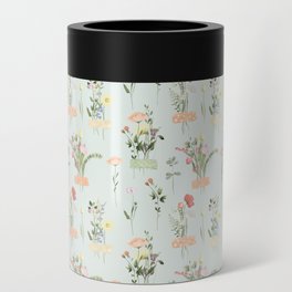 Watercolor Wildflowers Botanical Pattern Can Cooler