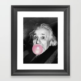 Satirical Bubble Gum Albert Einstein humour photography photograph blowing bubble gum bubble poster Framed Art Print