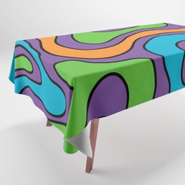Retro Warped Swirl Marble Pattern (purple/blue/green/orange) Tablecloth
