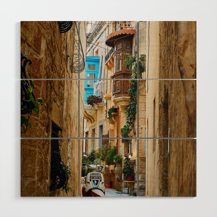 Alley,Italian street,village,countryside art Wood Wall Art