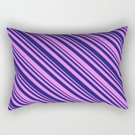 [ Thumbnail: Midnight Blue & Violet Colored Pattern of Stripes Rectangular Pillow ]