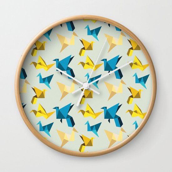 paper cranes in flight Wall Clock