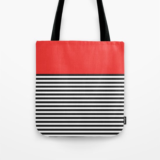 STRIPE COLORBLOCK {POPPY RED} Tote Bag