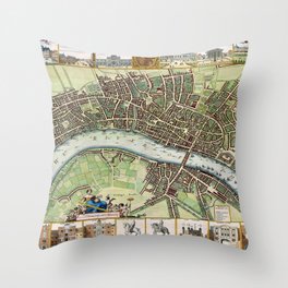 Plan of London - 1688 Vintage pictorial map Throw Pillow