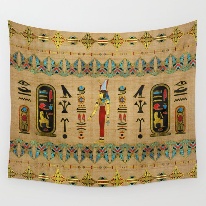 Egyptian Mut Ornament on papyrus Wall Tapestry
