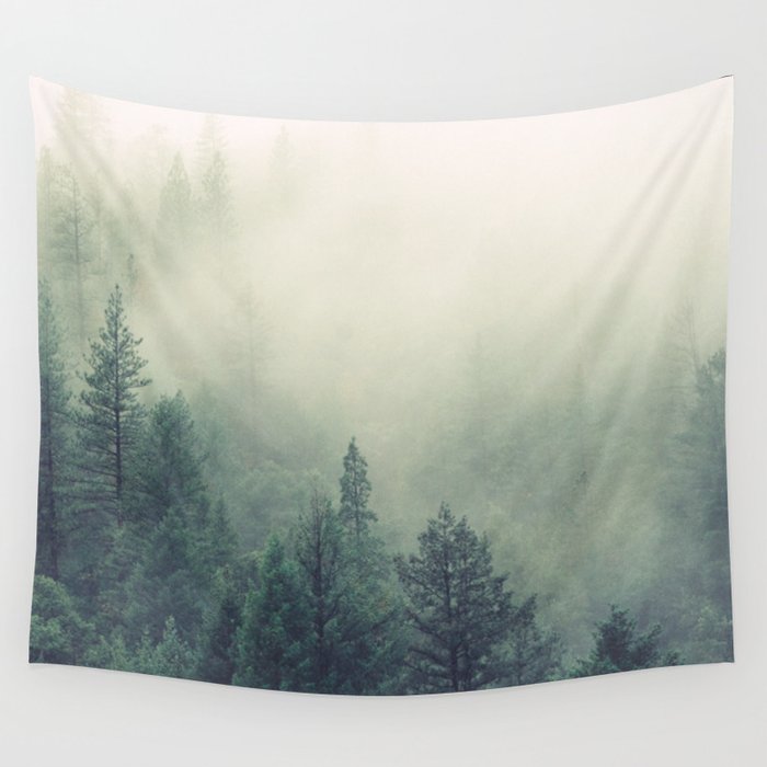 My Peacful Misty Forest Wall Tapestry