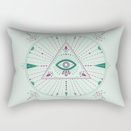 Evil Eye Mandala – Mint Rectangular Pillow
