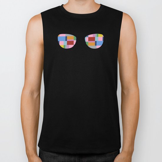 Square Eyes on Grey Biker Tank