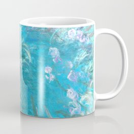 The Path through the Irises floral iris landscape painting by Claude Monet in alternate blue Mug