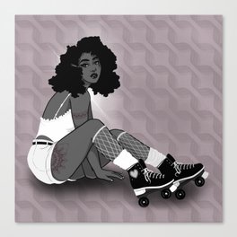 Skater Girl in White Canvas Print