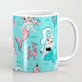 Babydoll Mermaids on Aqua Coffee Mug