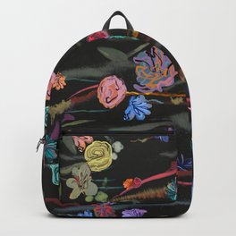 Art creative floral pattern black Backpack