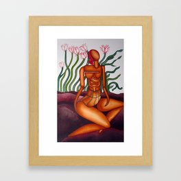 Nude with flowers Framed Art Print