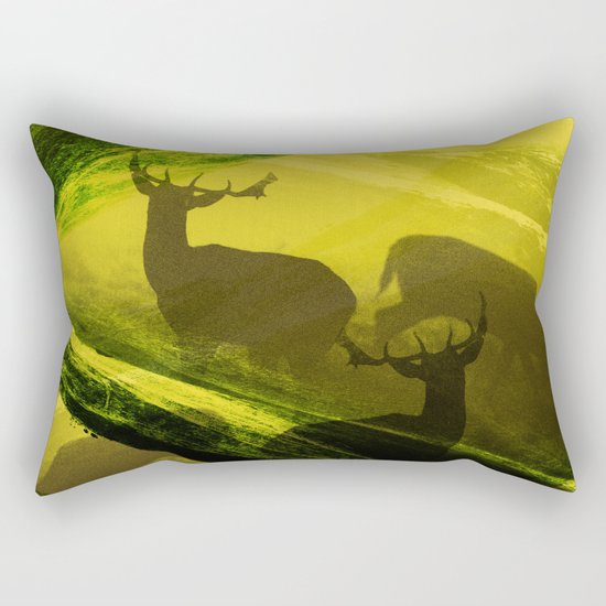 Oh Deer Complex Green Rectangular Pillow