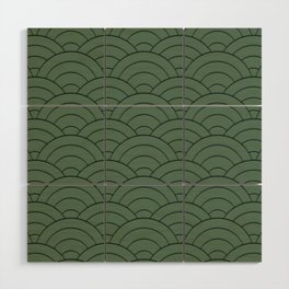 Green Art Deco Minimal Arch Pattern Wood Wall Art