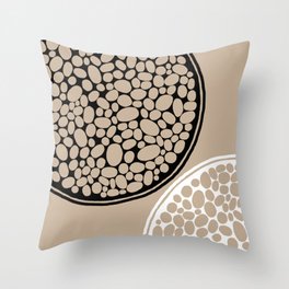 Organic 3 - Taupe, Black and White Throw Pillow