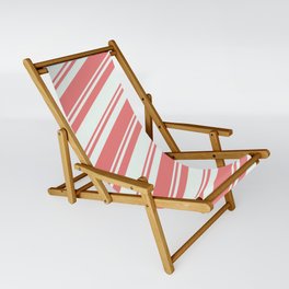 [ Thumbnail: Mint Cream & Light Coral Colored Striped/Lined Pattern Sling Chair ]