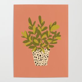 ZZ Plant Art on Terra cotta background Poster