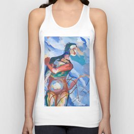 FIGURE IN BLUE BACKGROUND - by Amnon Michaeli Tank Top