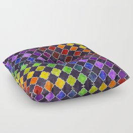 Rainbow Arabesque Digital Quilt Floor Pillow