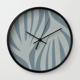 Maldives Leaves Abstract Minimalist Pattern in Light Neutral Blue Gray Wall Clock