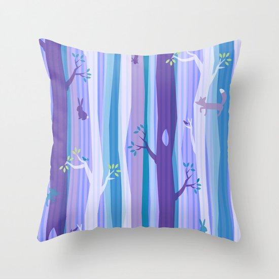 Purple Woodland Stripe Throw Pillow