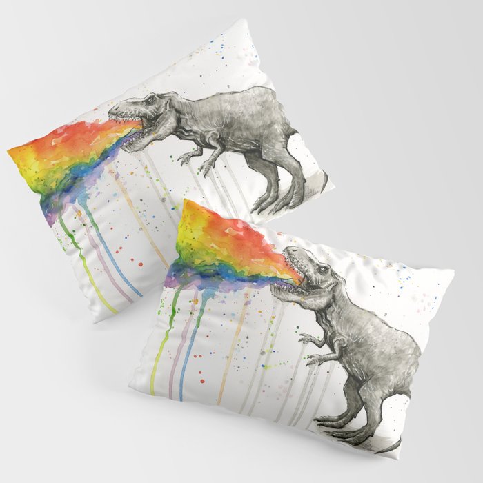T-Rex Dinosaur Vomits Rainbow Pillow Sham