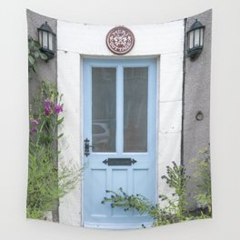 The light blue door Meri Cottage art print - English countryside travel photography Wall Tapestry