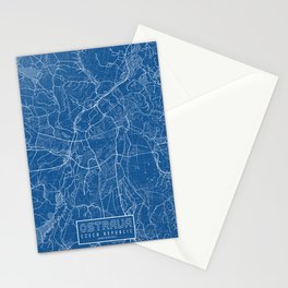 Ostrava City Map of Czech Republic - Blueprint Stationery Card