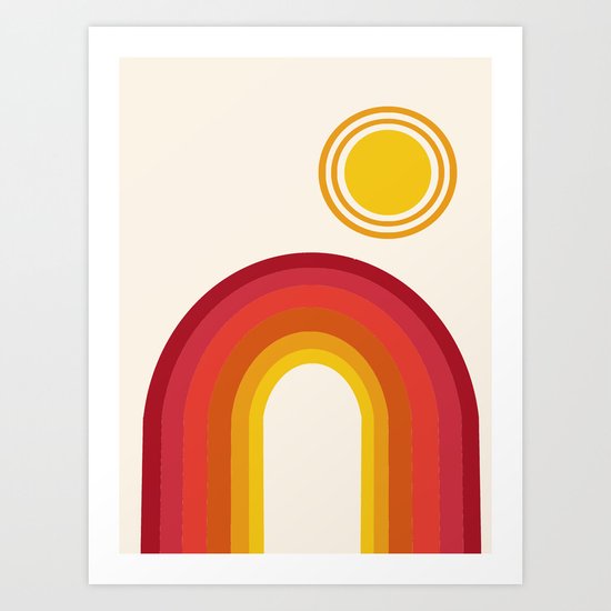 Far Out - retro throwback 70s 1970s sun planet beach 70's vibes minimal art Art Print