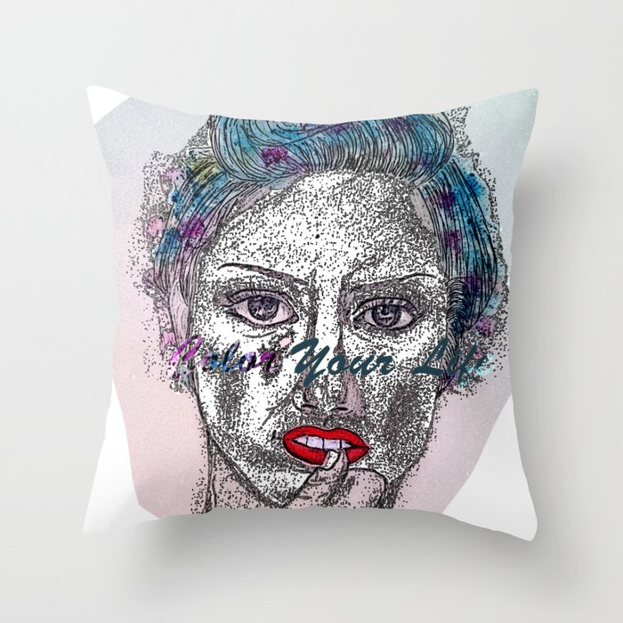 A Colorful Face of An Woman Throw Pillow