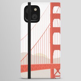 San Francisco Bridge Art - Red, Blue, Beige Hues iPhone Wallet Case