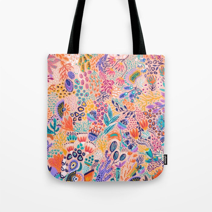 Colorful and Abstract Corals reefs Tote Bag