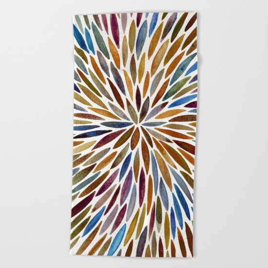 Watercolor Burst – Retro Palette Beach Towel